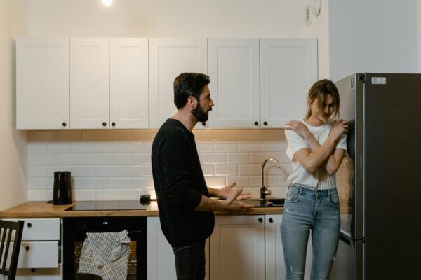 A man is trying to appease his partner